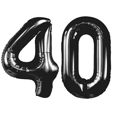 Imagem de 40 Inch 40 Balloon Numbers, 40th Birthday Balloons, Black 40th Birthday Decorations for Women Him Her, Giant Dirty 40 Balloons for 40th Birthday Party Supplies and 40th Anniversary Event Decorations