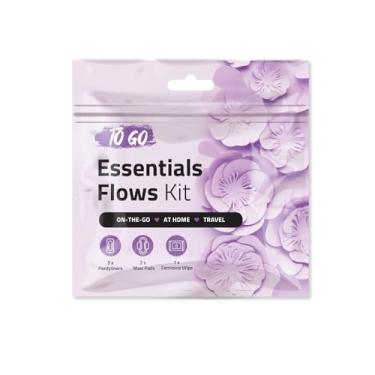 Imagem de Kit Essential Flows – 3 calcinhas, 2 almofadas maxi e 1 lenço feminino em bolsa compacta com zíper – fino, leve e pronto para viagens para mulheres e meninas – Pacote único (roxo)