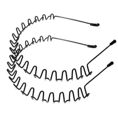 Imagem de KIT 2 Tiaras de Ferro Arco Diadema Masculina Metal Arquinho Ondinhas -