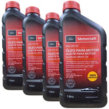 Imagem de Kit 4 Litros Óleo 5w20 Motorcraft Ford Linha 3 Cilindros