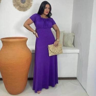 Imagem de Vestido Longo Plus Size Bolinhas Liso Moda Evangélica Feminina - MISS 