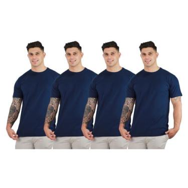 Imagem de Kit 4 Camisetas Manga Curta Básicas Masculinas Confortáveis 100% Algod