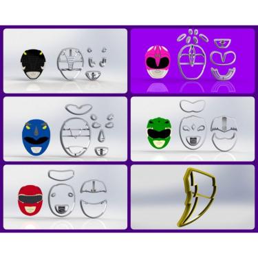 Imagem de Cortador Kit Power Rangers 5 Personagens E Raio Tamanho 11Cm