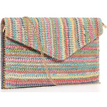 Imagem de Venoline Bolsa clutch de palha de verão para mulheres, elegante bolsa transversal de praia, bolsa boho para noite, Colorido., Large