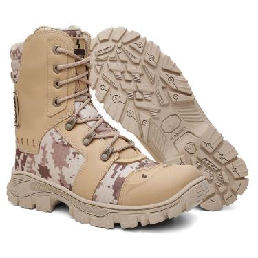 Imagem de Bota Tática Commander Couro e Lona Reforçada Coturno Robusto-Masculino