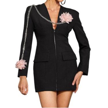 Imagem de Vestido blazer BELLA BARNETT de manga comprida com decote em V para mu