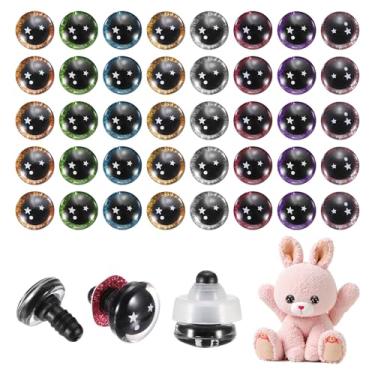 Imagem de PATIKIL 18mm Star Safety Eyes, 48Pcs Realistic Doll Crocheting Safety Eyes with Washers for Decor Crochet Accessories Dolls Craft Halloween, 8 Colors