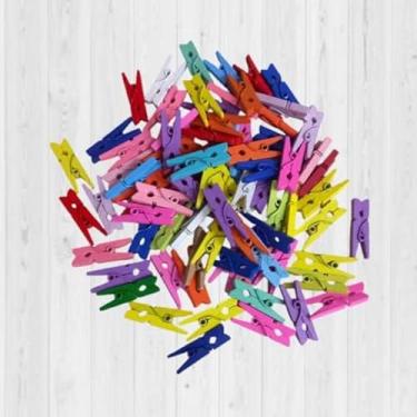 Imagem de Mini pregador Mini prendedor De Madeira 2,5cm pacote Varal De Foto Mural Memory(SORTIDO,100)