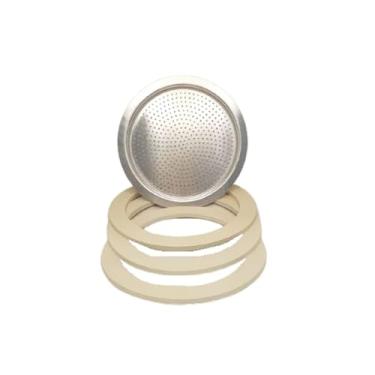 Imagem de Filtros Para Cafeteira Italiana De Alumínio Com 3 Borrachas De Vedação (12 Xicaras)