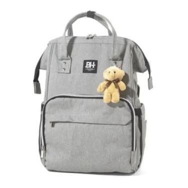 Imagem de Mochila Maternidade Impermeável Bebê Com USB Cinza - BH Store