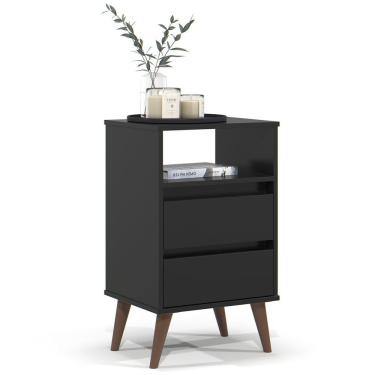 Imagem de Mesa De Cabeceira 2 Gavetas Com Nicho Aroma Preto