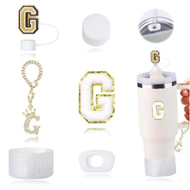 Imagem de Conjunto de acessórios para copos Stanley, incluindo 1 alça de alça de garrafa de água, 1 bota de copo Stanley de silicone, 1 capa de canudo de silicone, 2 pingentes Stanley para copo Stanley de 1,134