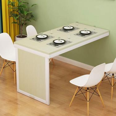 Imagem de Mesa De Mesa De Parede Suspensa, Mesa De Jantar Dobrável De Madeira Maciça, Mesa De Computador De Estação De Trabalho Hging Com Economia De Espaço Multifuncional, White Maple + White, 100*50cm/39*20in