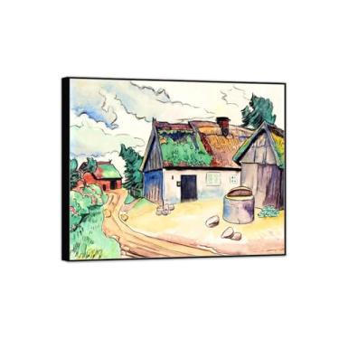 Imagem de MUHJDYC Hermann Max Pechstein Pintura famosa - Estrada da aldeia - Arte de parede para sala de estar - Reprodução 20x25cm-8x10in moldura preta