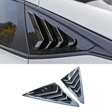 Imagem de Acabamento de janela de triângulo traseiro de carro compatível com Civic Hatchback de 11ª geração para ventilação lateral traseira kit de carroceria acessórios de carro (preto brilhante)