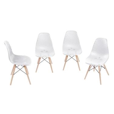 Imagem de Kit 4 Cadeiras Boxbit Colmeia Base Em Madeira Branca