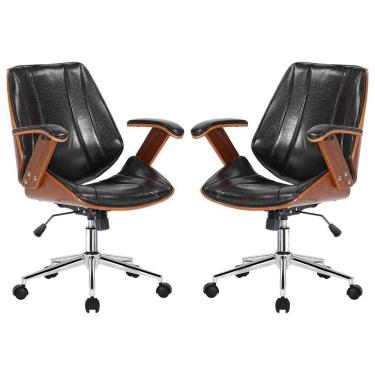 Imagem de 2 Cadeiras de Escritório Juliette Diretor Giratória Preta