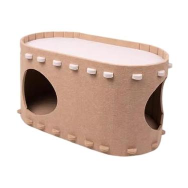 Imagem de Stgfyxgs Casa para Gatos Cama para Gatos Caverna Fácil de Montar Túnel para Gatos Tenda para Gatos Condomínio para Dormir Esconder Vários Gatos Brincar Ao Ar L, Cáqui
