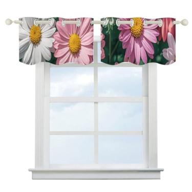 Imagem de Cortina blecaute com flores florais de plantas, escurecimento de quarto, cortinas de janela curtas, isolamento térmico, para cozinha, sala de jantar, quarto, 2 painéis 132 x 46 cm