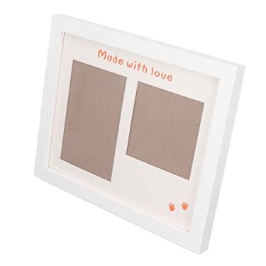 Imagem de Akozon Kit de Fabricante de Pegada de Impressão de Impressão de Akozon Baby - de Tinta Preta Com Moldura de Foto | Recém -nascido Kit de para Manual e Pegadas | Inclui Fita Dupla Face e Papel de (Quadro fotográfico branco)