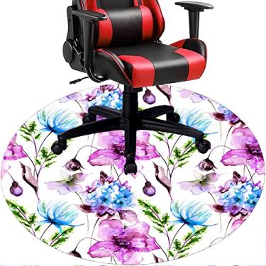 Imagem de Tapete de cadeira de escritório com flores, textura de flor, tapete de cadeira de mesa para piso de madeira de escritório doméstico, protetor de piso de pilha baixa multiuso, redondo, 99 cm