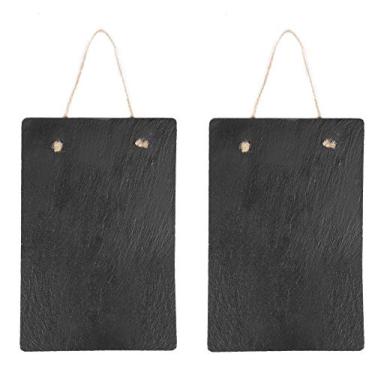 Imagem de 2 pacotes de placa de lousa para pendurar em casa de fazenda, 20 x 28 cm - decoração de parede rústica preta para cozinha, casamento, banheiro, jardim ao ar livre, placas de despensa