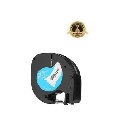 Imagem de Fita Compatível Dymo Letratag 91201 Branca Letra Preta 12mm - Genérica