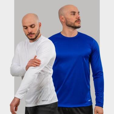 Imagem de Kit 2 Camisetas com Proteção Solar Uv 50+ Camisa Termica Manga Longa M