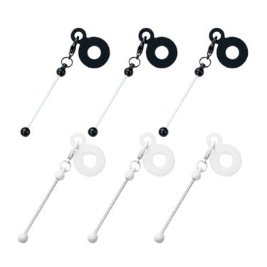 Imagem de RUIFUU 6 peças de adaptadores de pingente de canudo com contas, barra em branco compatível com Stanley faça você mesmo adaptadores de palha com contas, enfeite pingente, canudos padrão, joias