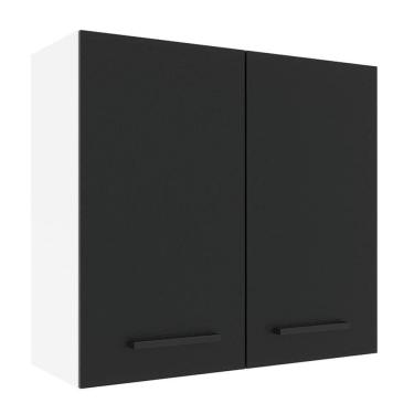 Imagem de Armário Aéreo 70 Cm 2 Portas Branco/Preto Branco/Preto