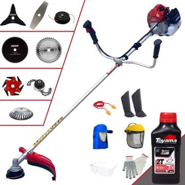 Imagem de Roçadeira Robusta Kawashima BCJ431L À Gasolina 43cc 1,7HP de Potência Alta Rotação Com Carretel de Nylon + Kit 7 Opções de Cortes + EPI + ÓLEO TOYAMA