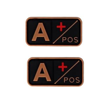 Imagem de Ruoming 2 peças externas 3D PVC borracha macia tipo sanguíneo médico, crachá de gancho de resgate, emblema de moral, acessório DIY (marrom A+)