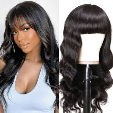 Imagem de Peruca Glowig Body Wave com franja, 100% cabelo humano de 20"