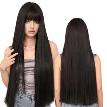 Imagem de Peruca Wig Orgânica Super Natural Lisa Com Franja 75cm - Maya Hair, Pr