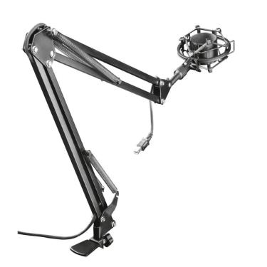 Imagem de Suporte Articulado Trust GTX 253, Microfone, USB-B, Braço Articulado de Mesa, Cabo de 290 Cm, Preto