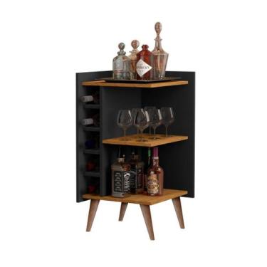 Imagem de Adega De Canto Malbec Cor Preto/freijó - Comprar Móveis Em Casa