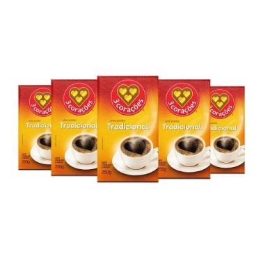 Imagem de Café 3 Corações Tradicional A Vácuo Kit 5 Pacotes De 250G - Tres Corac