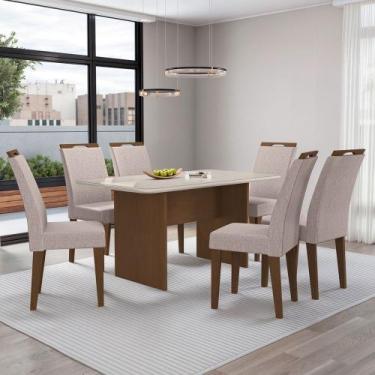 Imagem de Mesa de Jantar 6 Lugares Cairo Evora com Vidro Freijo/Bege - Art Panta