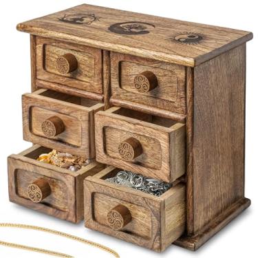 Imagem de Porta-cartões grande, caixa de 6 gavetas, organização de tarô, decoração de altar, organizador, caixa de joias