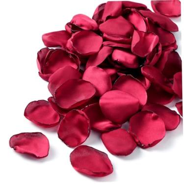 Imagem de Pétalas de rosa de seda, pétalas de daminha de flor, 600 peças de rosa de seda artificial para casamento, decoração noturna romântica do dia dos namorados, vinho tinto