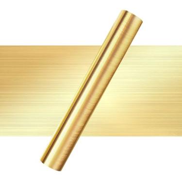 Imagem de IModeur Vinil permanente dourado escovado para máquinas de corte - Rolo de vinil adesivo permanente metálico de 30,5 cm x 30,5 m para decoração de copos, decoração de festa, adesivo