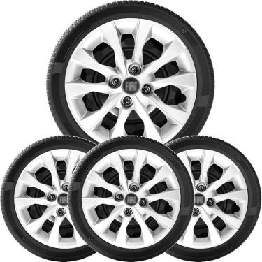 Imagem de Kit 4 Calota Fiat Mobi Argo Palio Aro 14 Com Emblema 293Cb