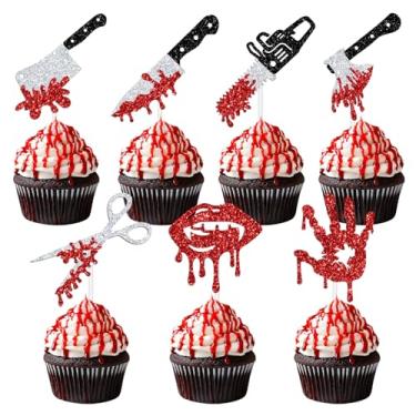 Imagem de 21 PCS Halloween Killer Cupcake Toppers,Horror Bloody Knife Cupcake Decor, Have A Killer Birthday,Halloween Zombie Vampire Birthday Party Decorations Supplies