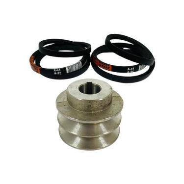 Imagem de Kit 2 Correias + Polia Do Motor/parafuso Betoneira Csm 400l, Kit polia