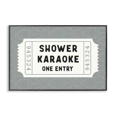 Imagem de Stupell Industries Duche Singing Ticket Stub preto emoldurado giclée design de arte por Lettered and Lined, 12 x 18