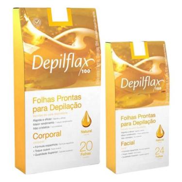 Imagem de Kit Depilação Completa Depilflax Natural Mel Corporal E Facial Folhas 