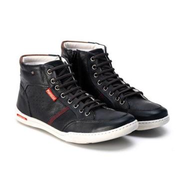 Imagem de Sapatênis Masculino Cano Alto Ranster Comfort em Couro Legítimo com Pa