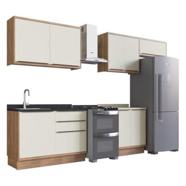 Imagem de Cozinha Completa 100% Mdf Modular Édez Une, 8 portas, 3 gavetas e tampo, Off White