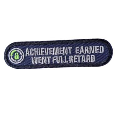 Imagem de Remendo Achievement Earned Went Full Retard, Remendos bordados com meme humorístico, remendo de moral militar tático com fecho de gancho, acessórios de aplique para mochilas, coletes, jaquetas, jeans