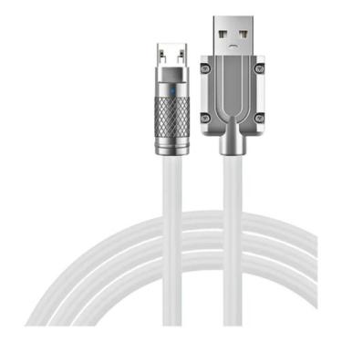 Imagem de Cabo De Dados V8 Acabamento Em Metal E Led KA-020-V8 - NoBrand, Branco
